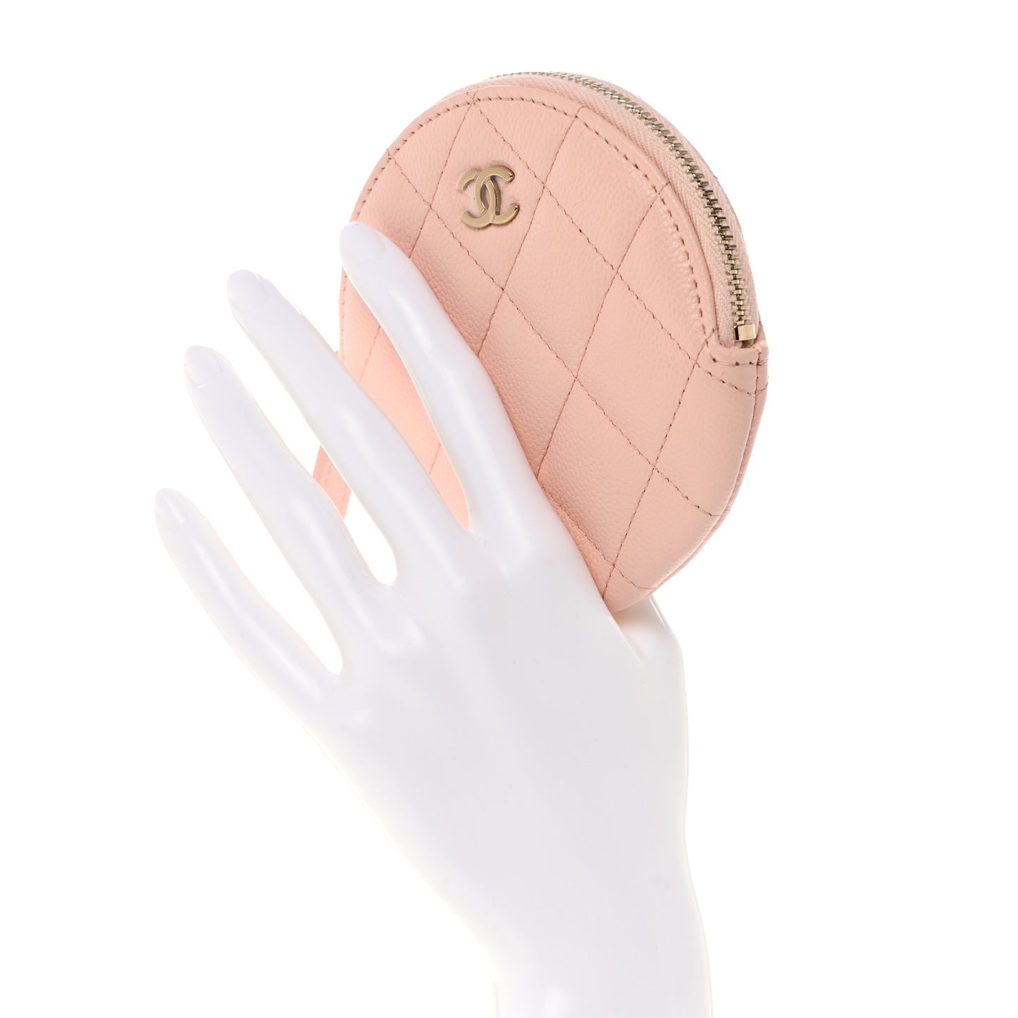 Caviar Quilted Zip Around Coin Purse Light Pink