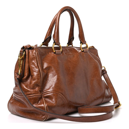 Prada Vitello Shine Shopping Satchel Giunco 3 of 11