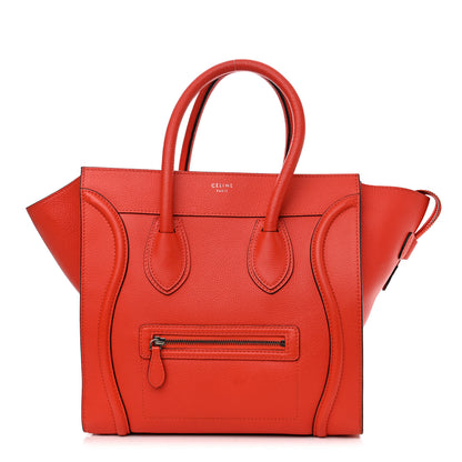 Celine Drummed Calfskin Mini Luggage Vermillion 1 of 8