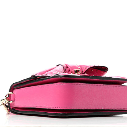 Valentino Garavani Pebbled Calfskin Rockstud Bow Top Handle Bag Pink Orchid 7 of 9
