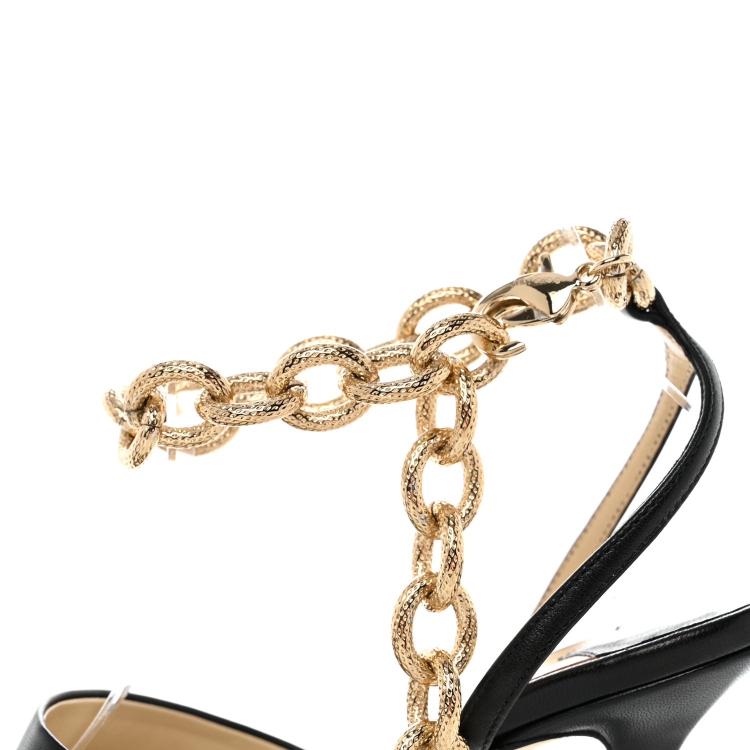 Jimmy Choo Nappa Sae 90 Chain Sandals 37 Black 8 of 9