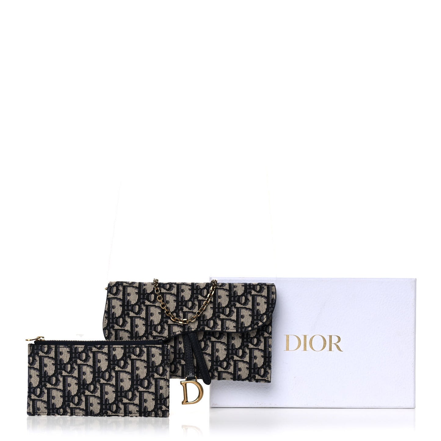 Oblique Saddle Chain Long Wallet Blue