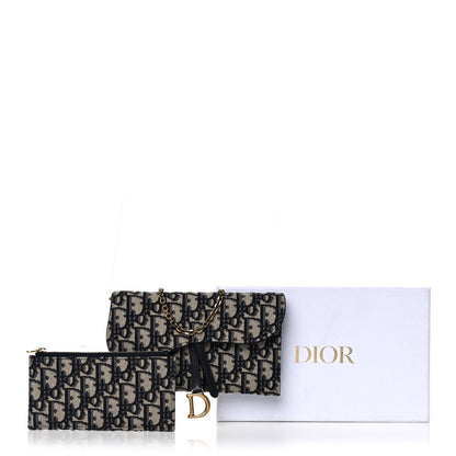 Christian Dior Oblique Saddle Chain Long Wallet Blue 13 of 13