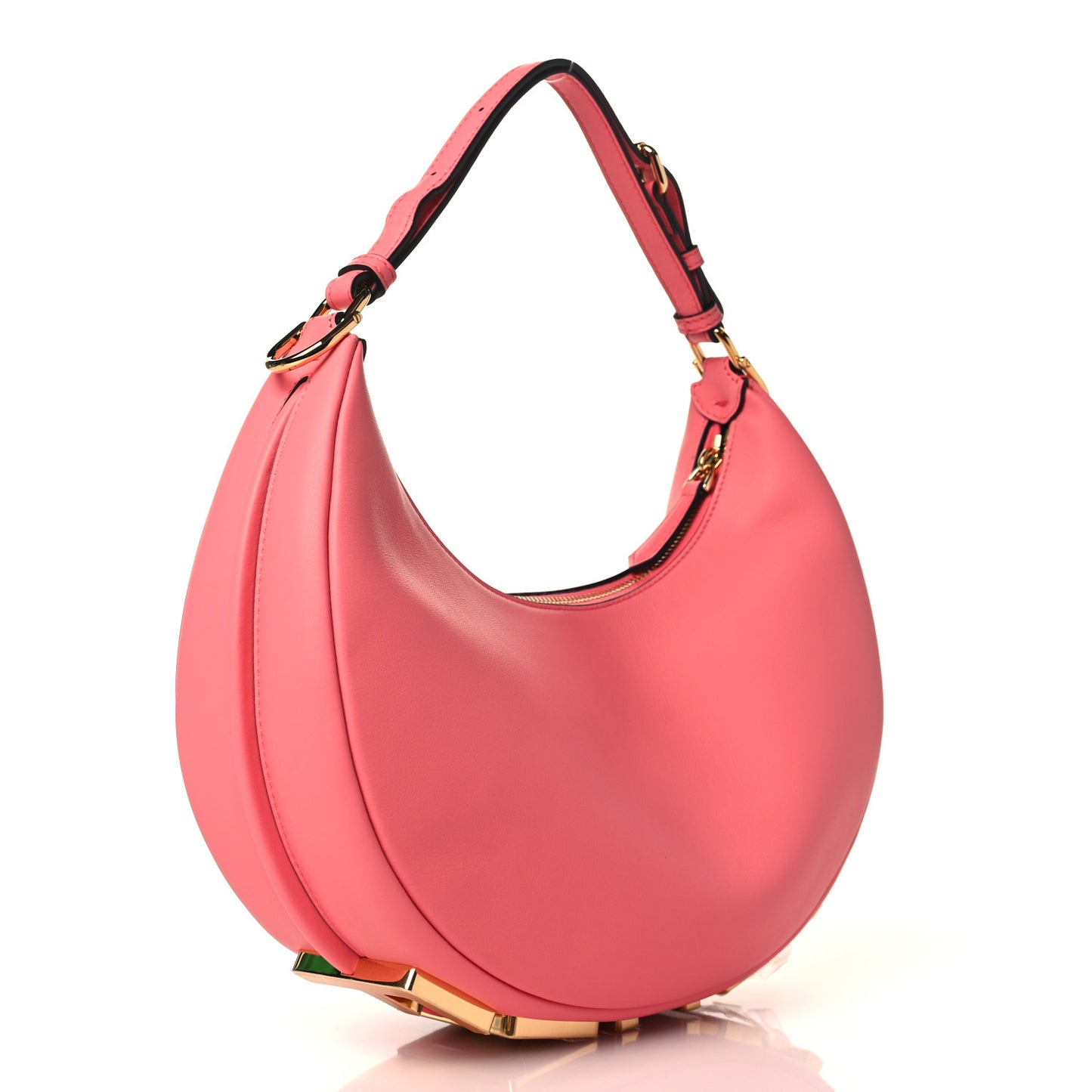 Vitello Grace Matte Small Fendigraphy Hobo Bag Pink Dalia