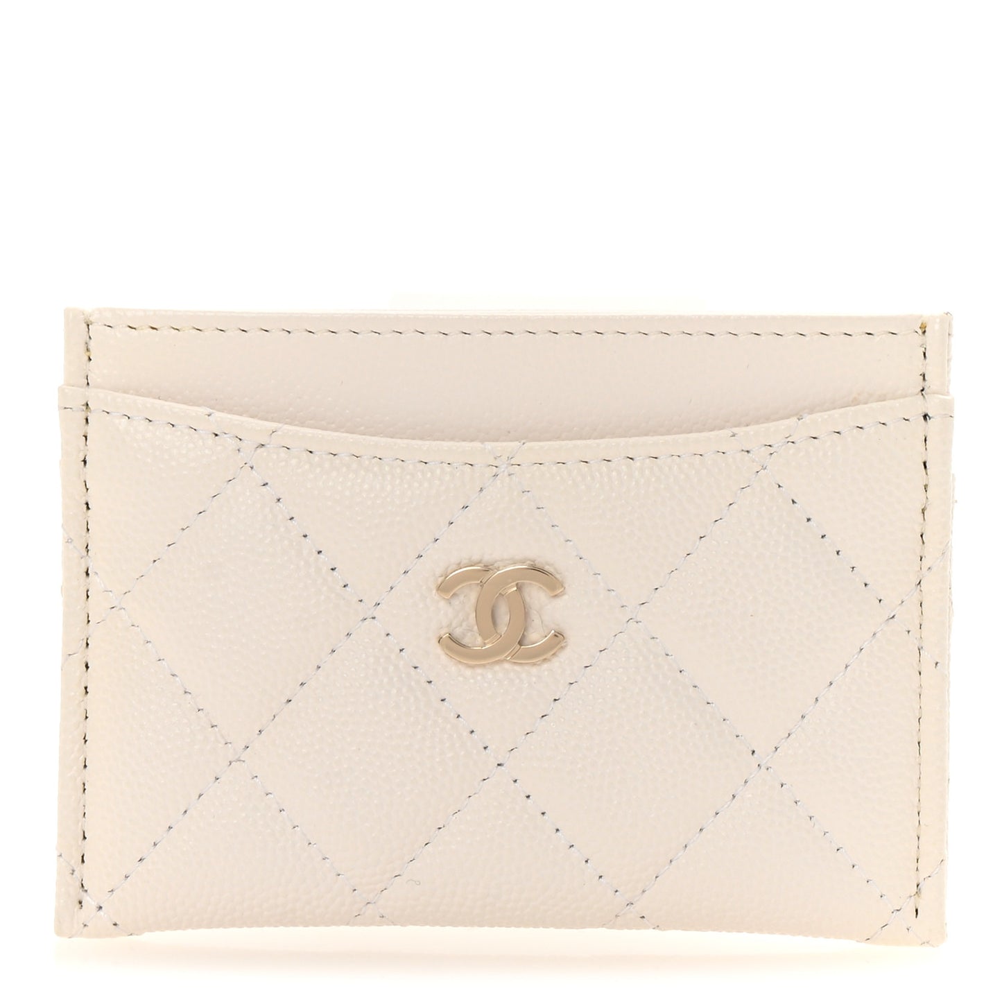 Caviar Quilted Card Holder White