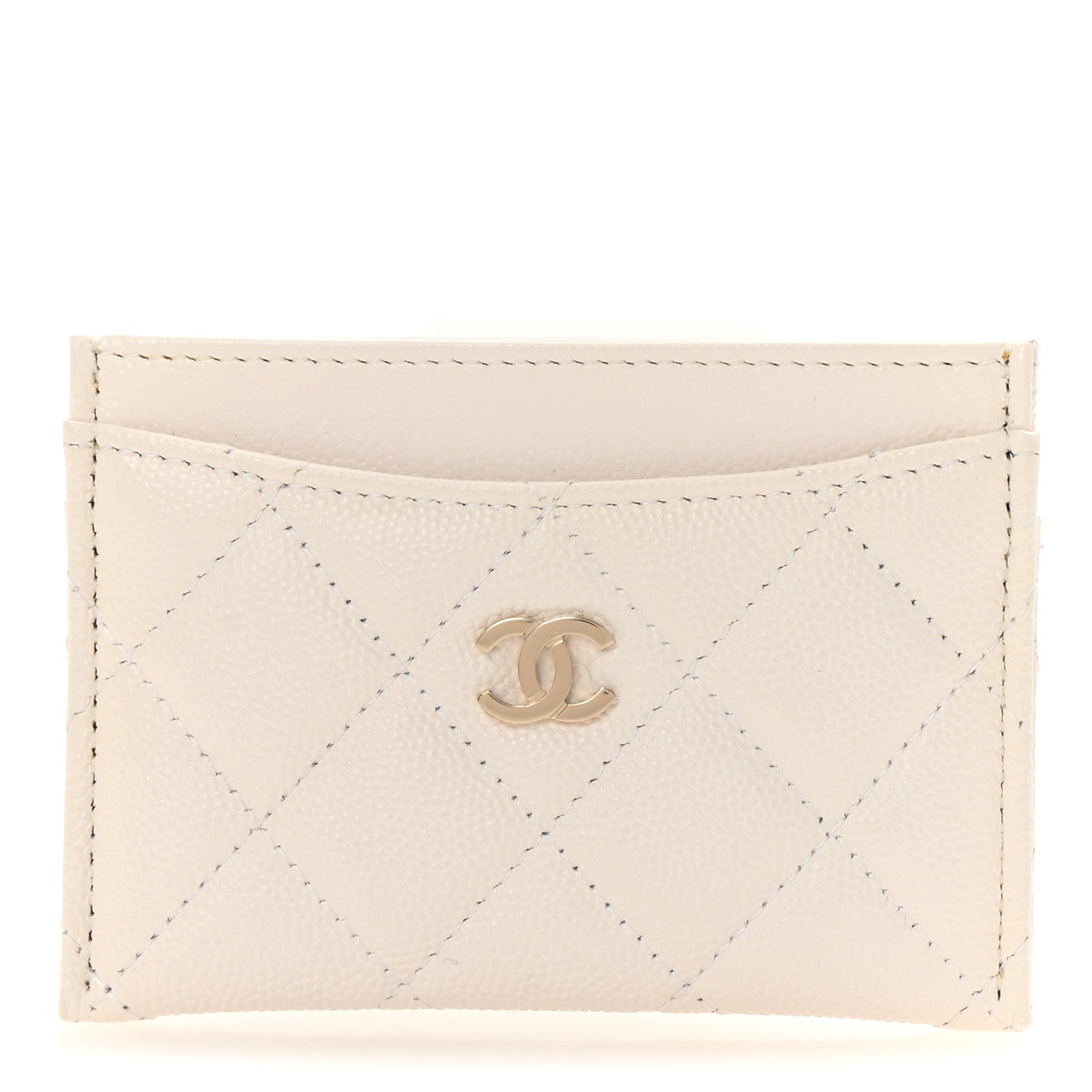 Chanel Caviar Quilted Card Holder White 1 of 9