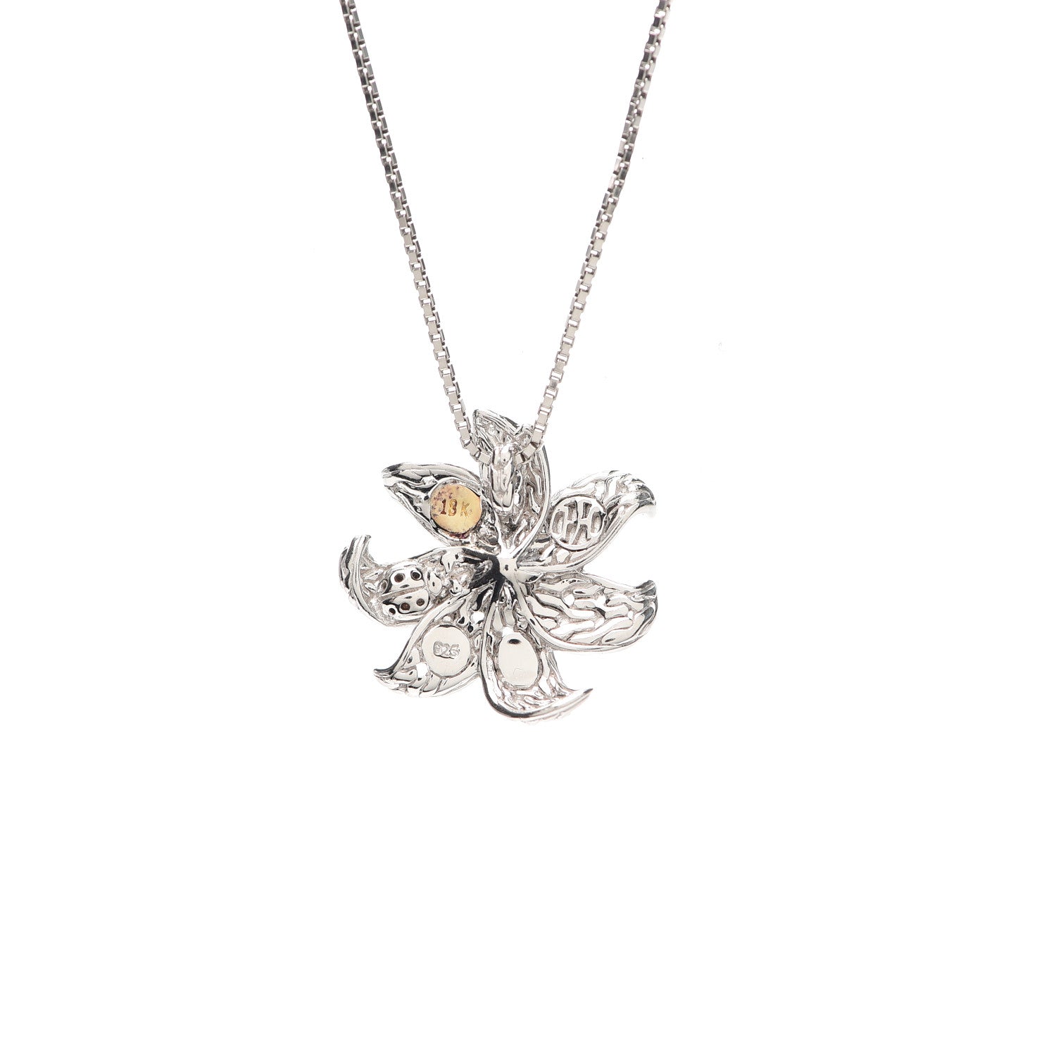 John Hardy Sterling Silver 18K Yellow Gold Ayu Flower Pendant Necklace 5 of 6