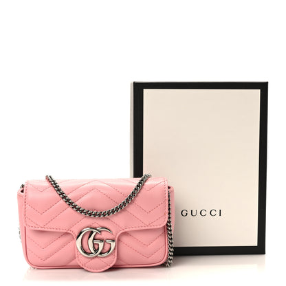 Gucci Calfskin Matelasse Super Mini GG Marmont Shoulder Bag Wild Rose 12 of 12