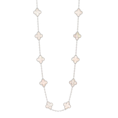 Van Cleef & Arpels 18K White Gold Mother of Pearl 20 Motifs Vintage Alhambra Necklace 1 of 5