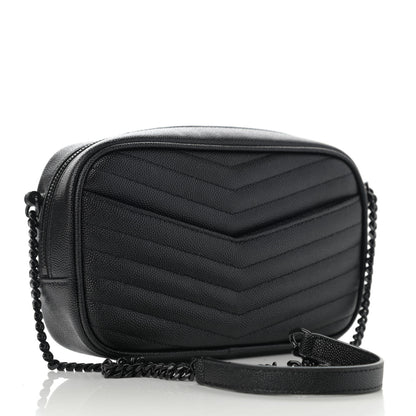 Saint Laurent Grain De Poudre Matelasse Monogram Mini Lou Camera Bag Black 2 of 10