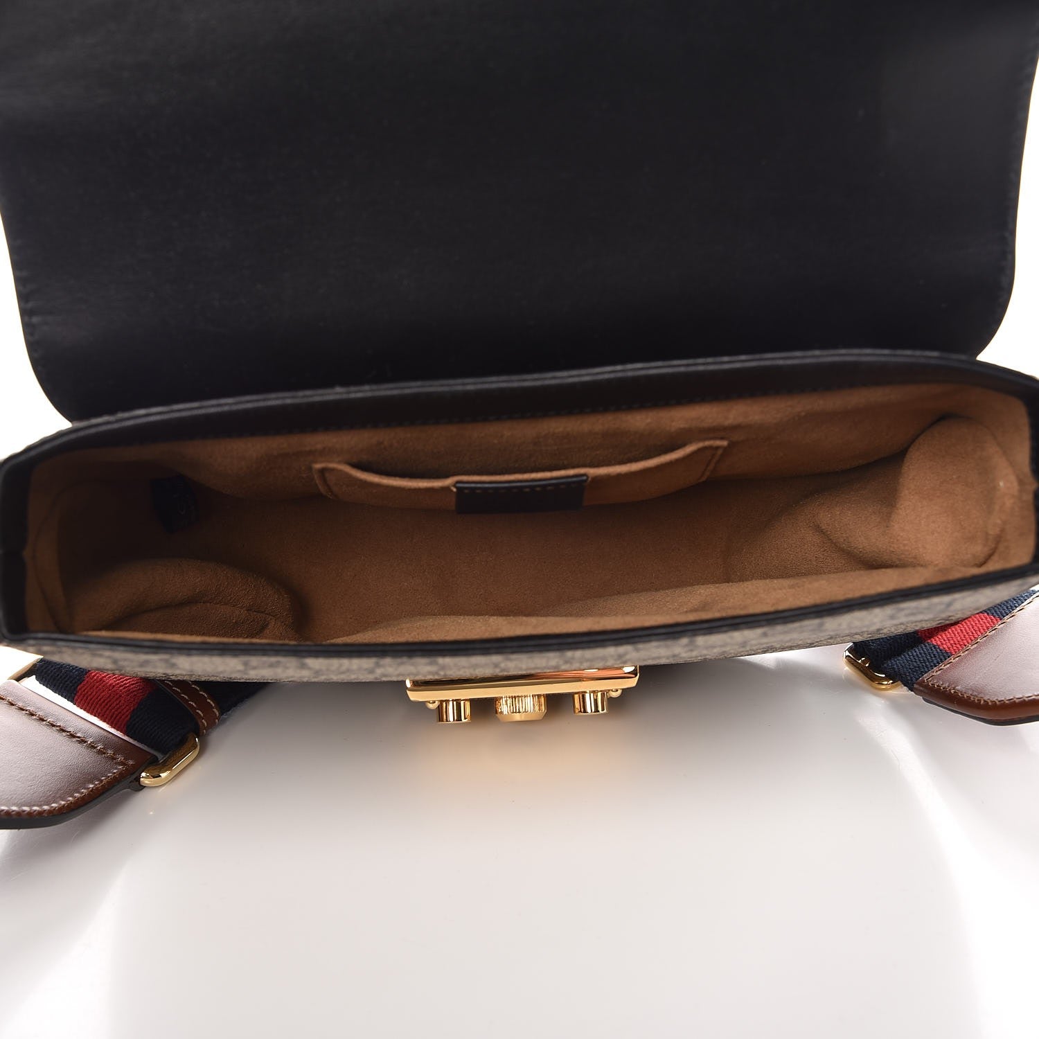 Gucci GG Supreme Monogram Web Medium Padlock Messenger Shoulder Bag Black 5 of 7