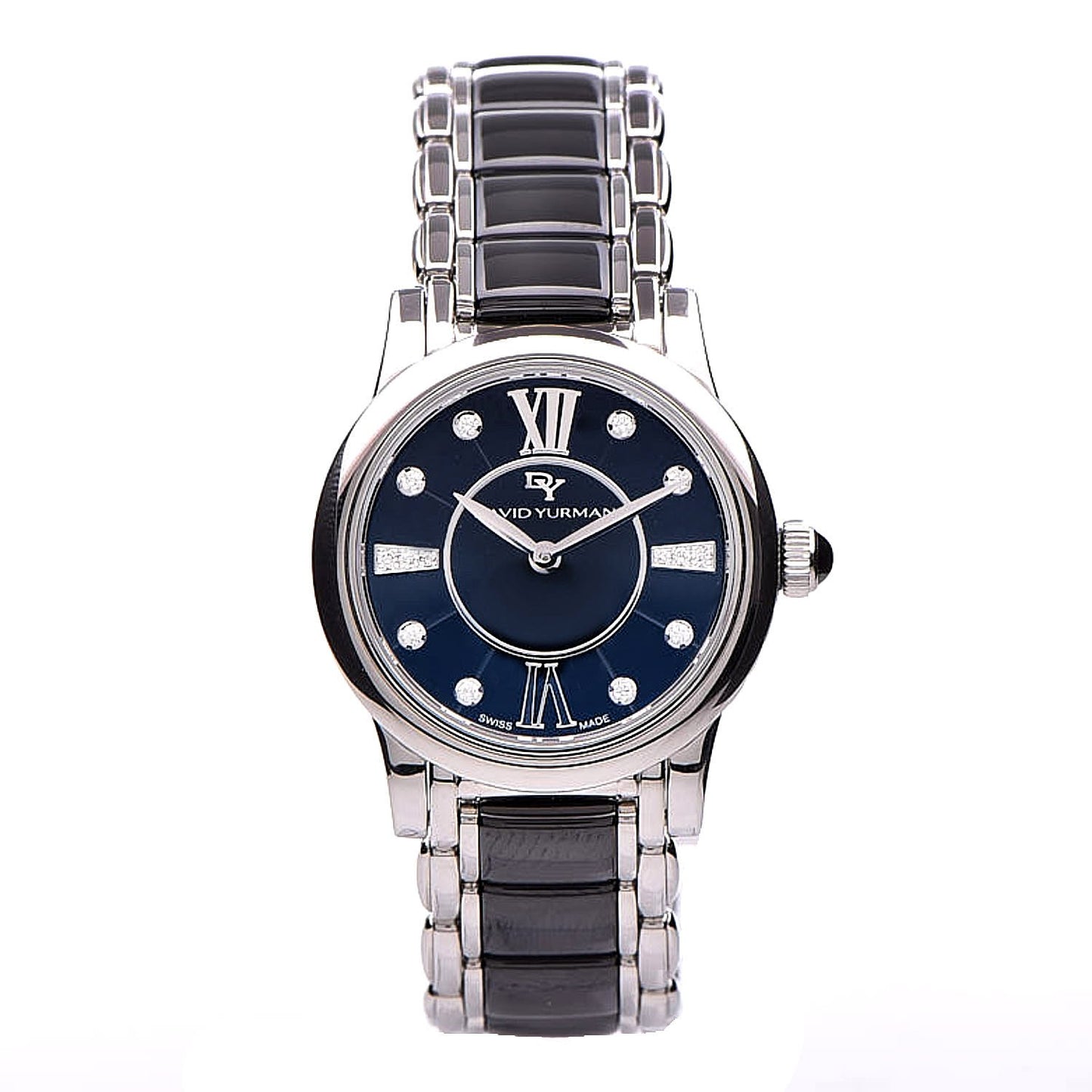 Stainless Steel Ceramic Diamond 30mm Classic Quartz Watch Black