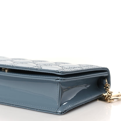 Christian Dior Patent Cannage Lady Dior Convertible Clutch Cloud Blue 9 of 9