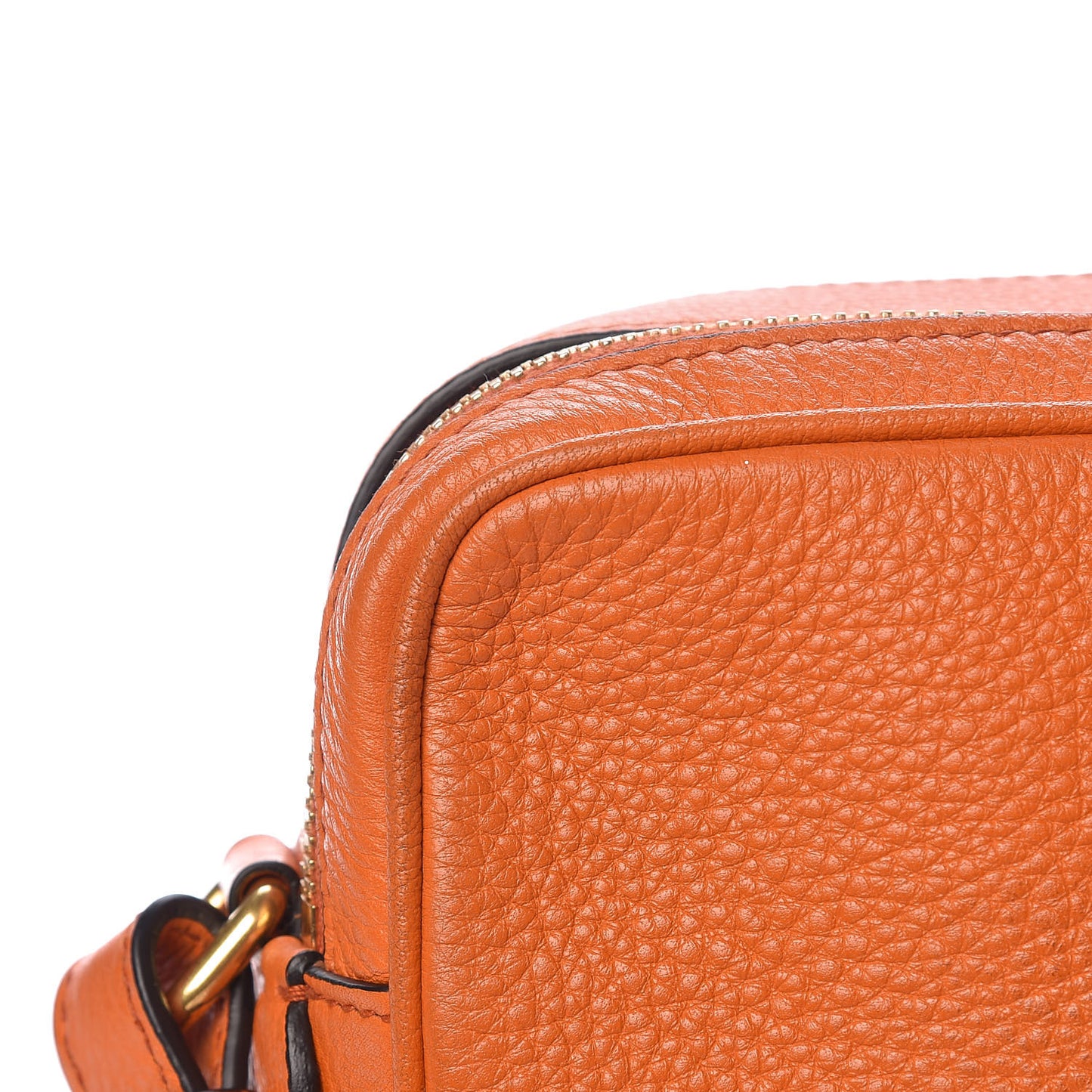 Vitello Daino Medium Double Zip Shoulder Bag Papaya