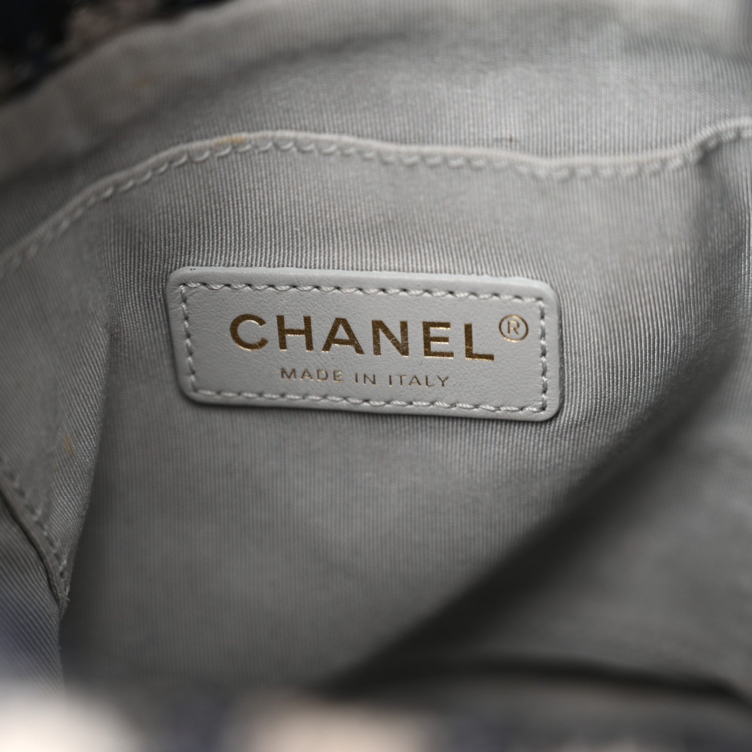 Chanel Calfskin Tweed Medium CC Chain Bucket Drawstring Bag Navy Blue Multicolor 6 of 13