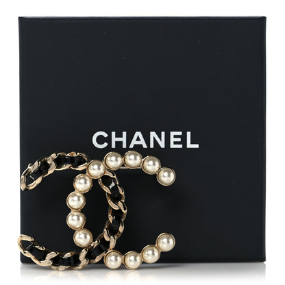 Chanel Lambskin Pearl CC Chain Brooch Black Gold 7 of 7