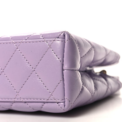 Chanel Shiny Aged Calfskin Quilted Nano Kelly Shopper Lilac 10 of 11