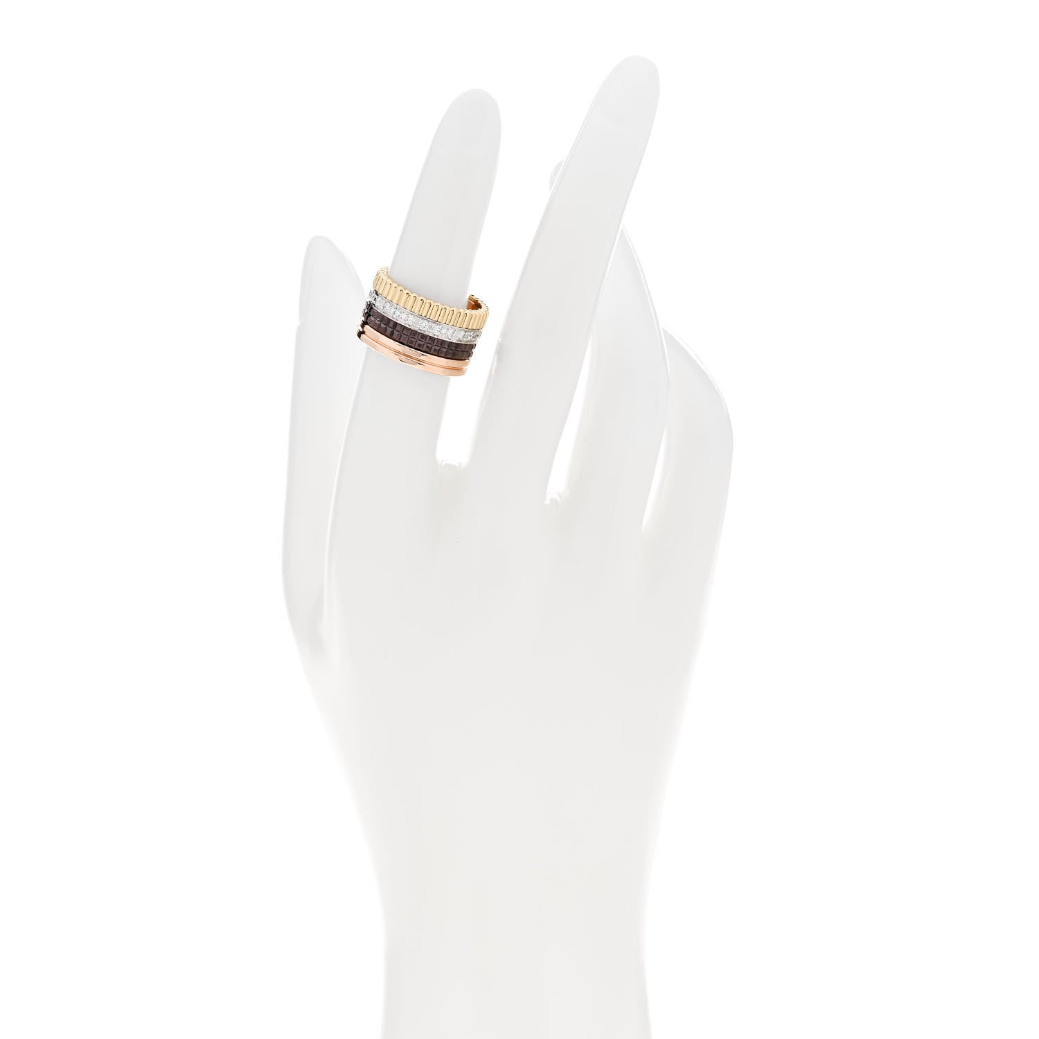 Boucheron 18K Pink Yellow White Gold Diamond PVD Large Quatre Classique Ring 51 5.75 2 of 6