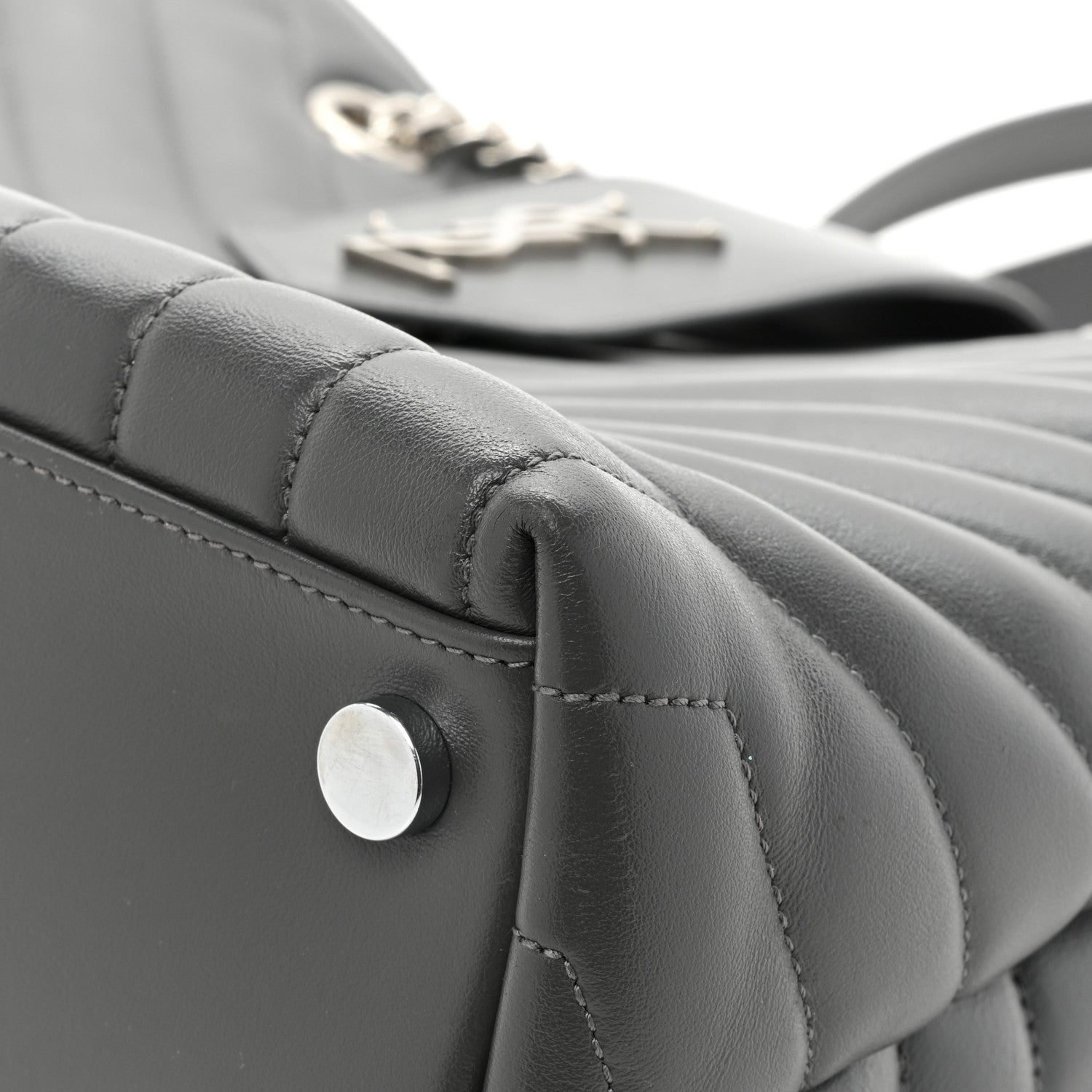Saint Laurent Calfskin Y Quilted Monogram Large Loulou Shopper Storm 14 of 17