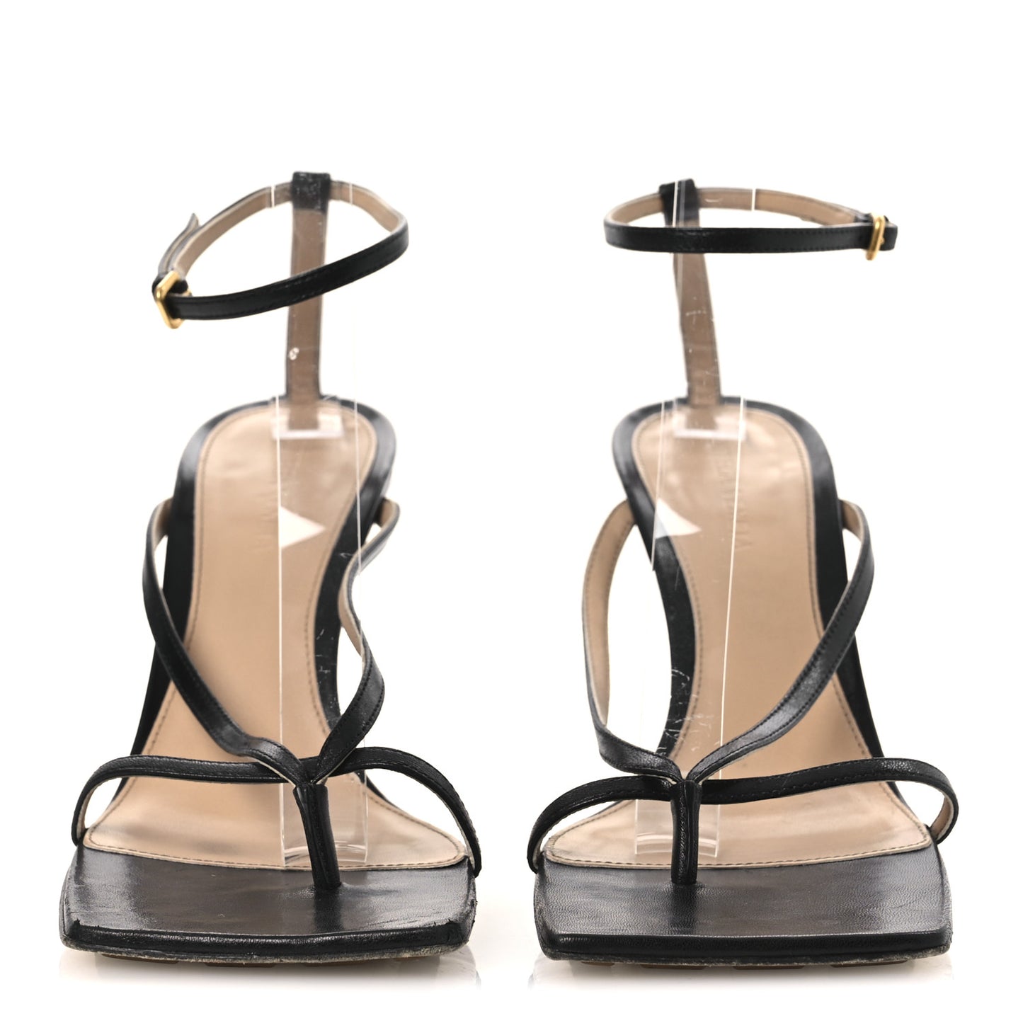Lambskin Stretch Multi Strap 90mm Sandals 39.5 Black