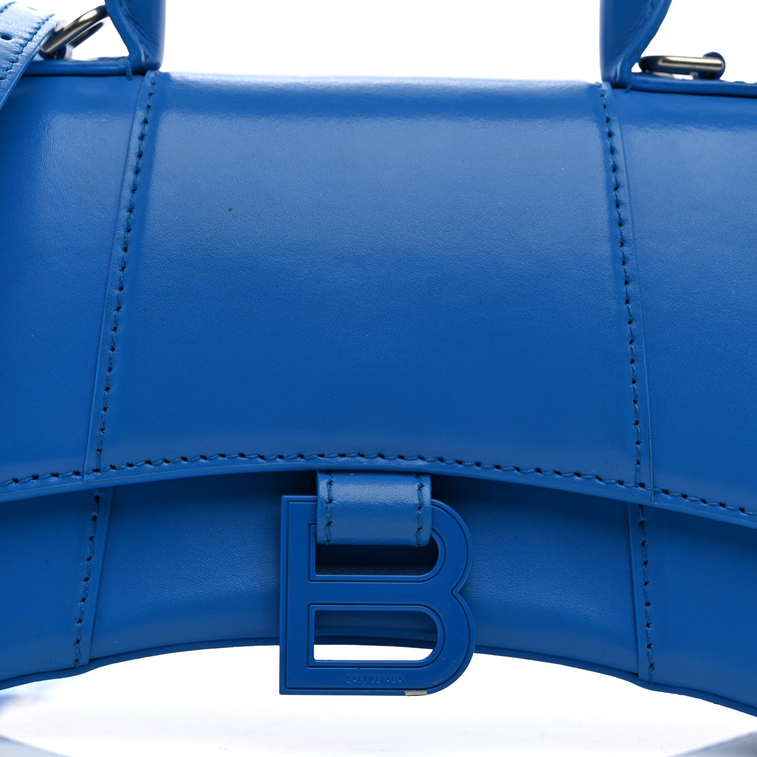 Balenciaga Shiny Box Calfskin Tonal B Hourglass Top Handle Bag XS