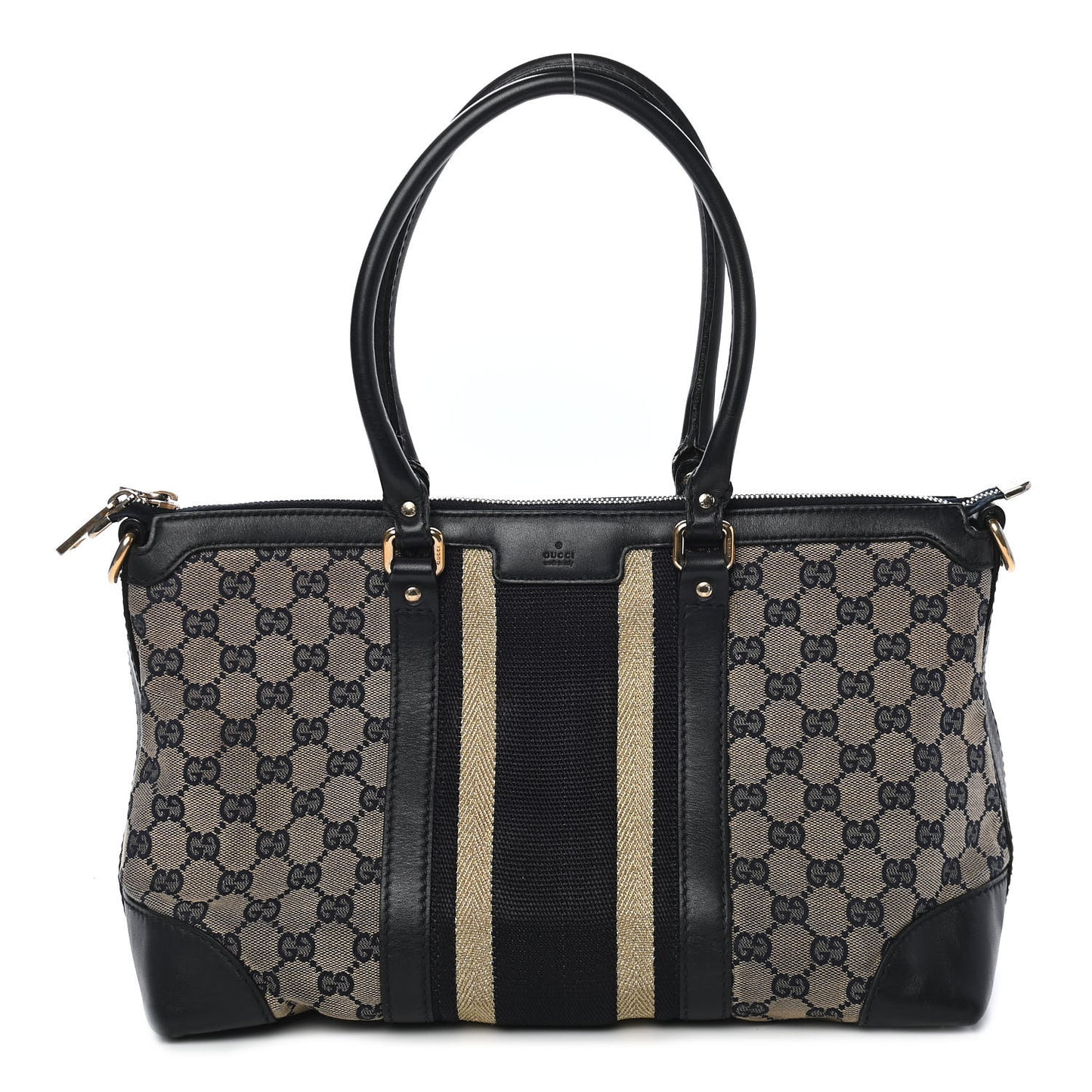 Monogram Vintage Web Medium Top Handle Bag Navy