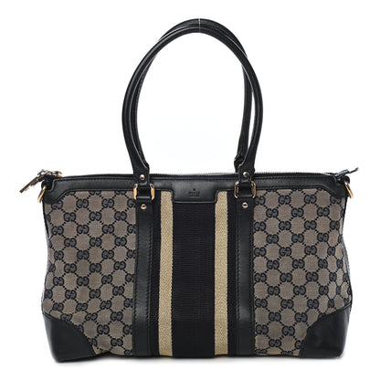 Gucci Monogram Vintage Web Medium Top Handle Bag Navy 1 of 10
