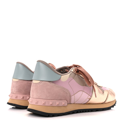 Valentino Garavani Metallic Nappa Suede Camouflage Womens Rockrunner Sneakers 37 Multicolor 4 of 8