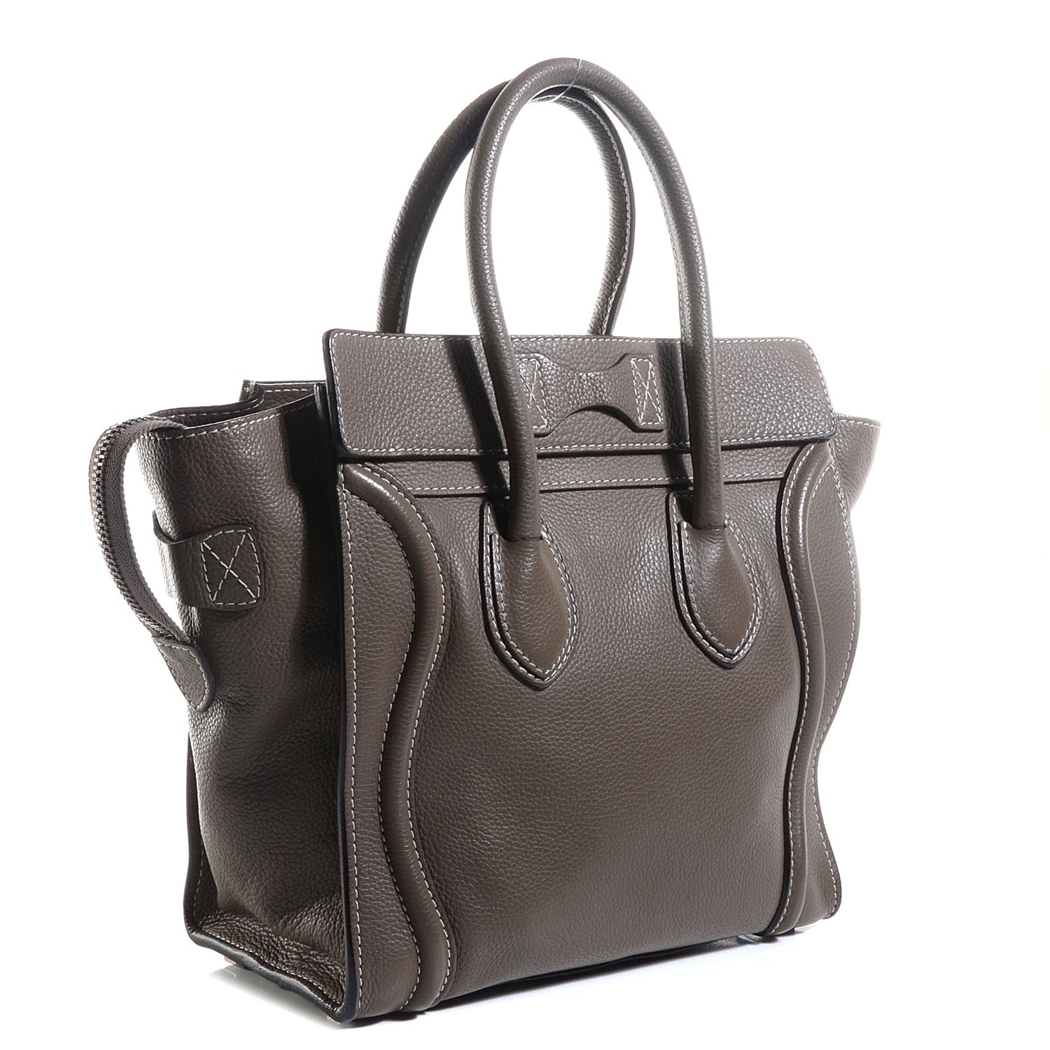 Celine Drummed Calfskin Micro Luggage Souris 3 of 8