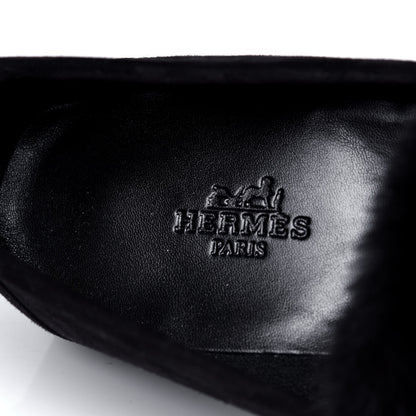 Hermes Mink Fur Suede Goatskin Paris Loafers 37 Black 6 of 6
