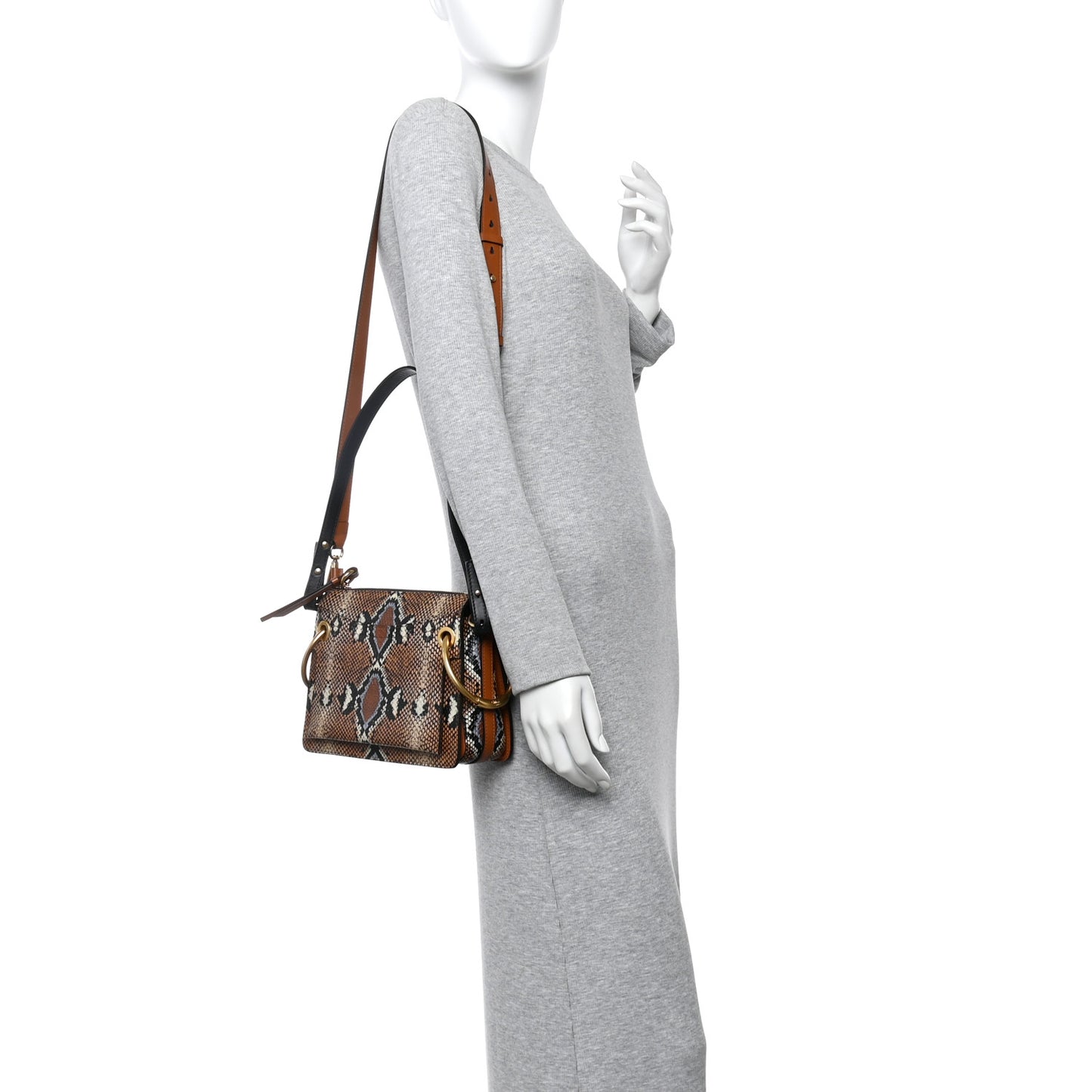 Calfskin Snakeskin Embossed Small Roy Bag Multicolor