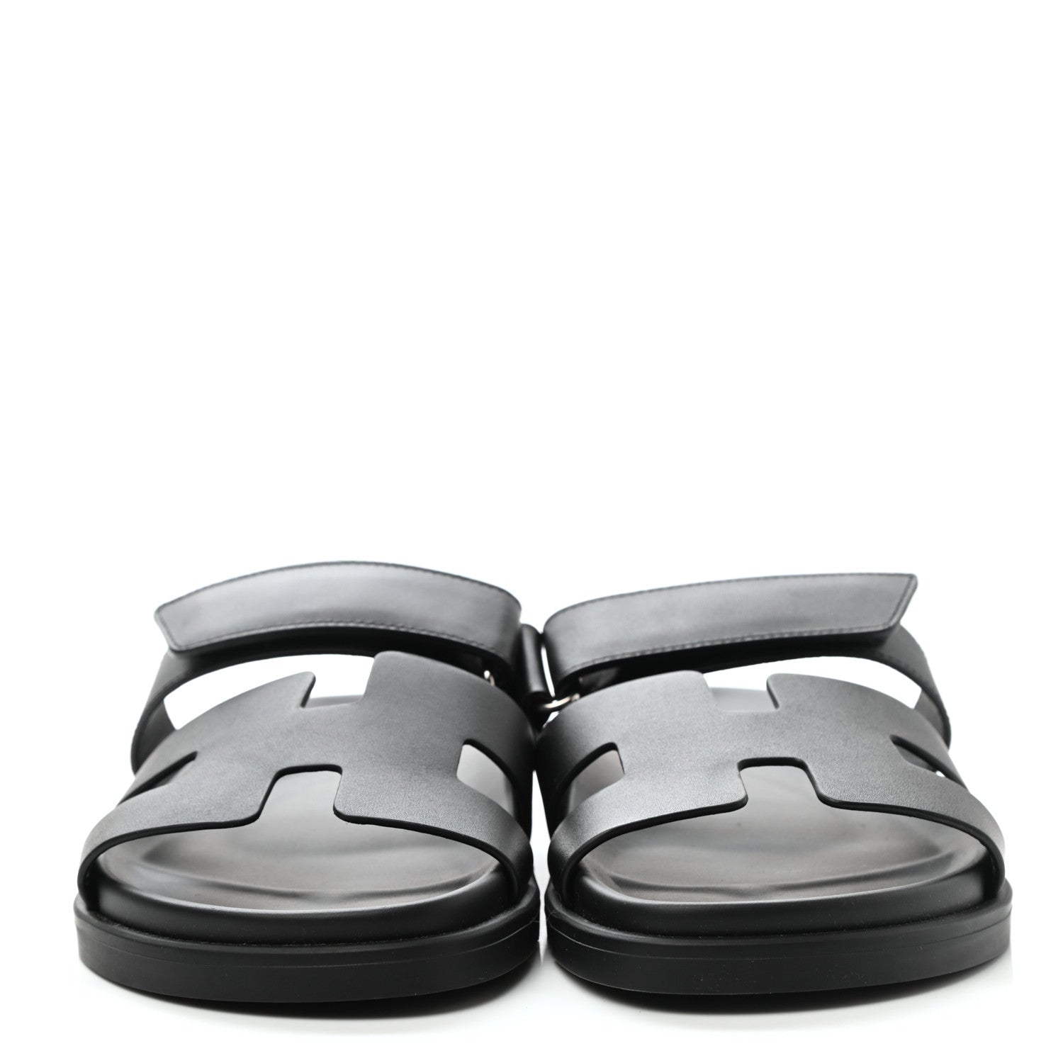Hermes Calfskin Womens Chypre Sandals 38.5 Black 2 of 9