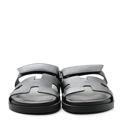 Hermes Calfskin Womens Chypre Sandals 38.5 Black 2 of 9