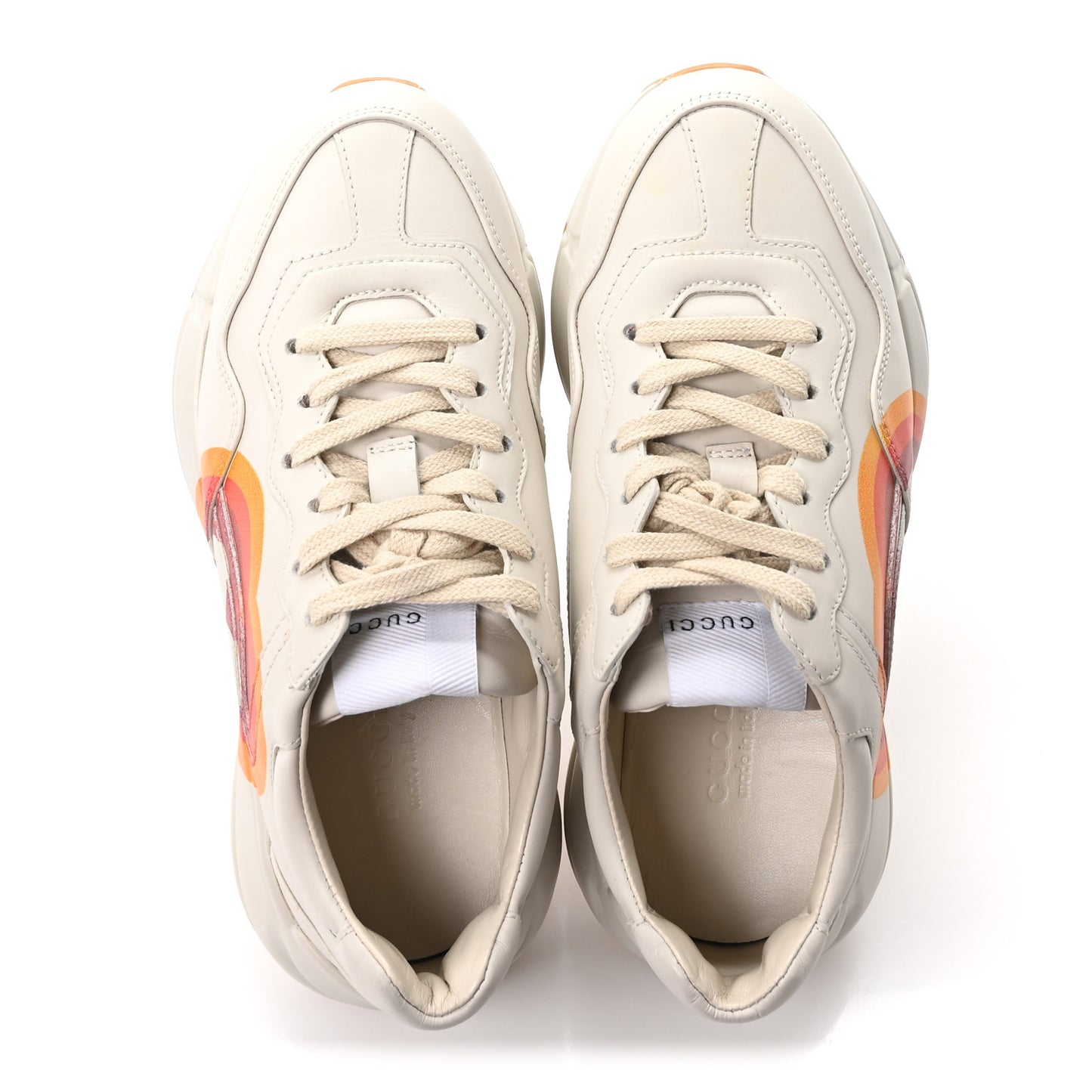 Calfskin Interlocking G Heart Rhyton Sneakers 35 Mystic White