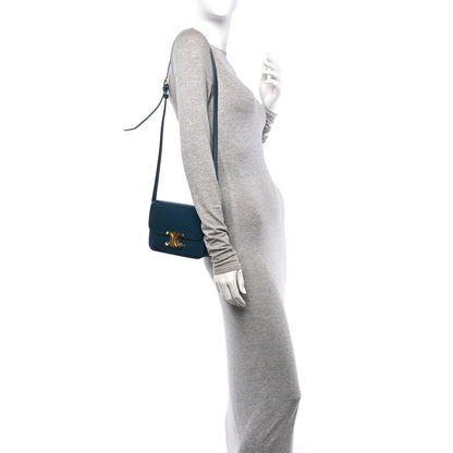 Celine Shiny Calfskin Teen Triomphe Petrol 2 of 9