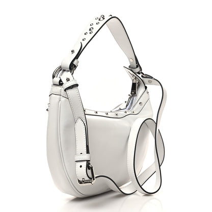 Versace Calfskin Studded Small Repeat Zip Hobo White 3 of 9
