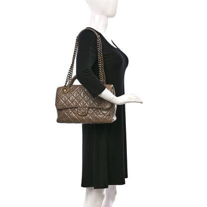 Chanel Glazed Calfskin Castle Rock Medium Flap Dark Beige 2 of 13