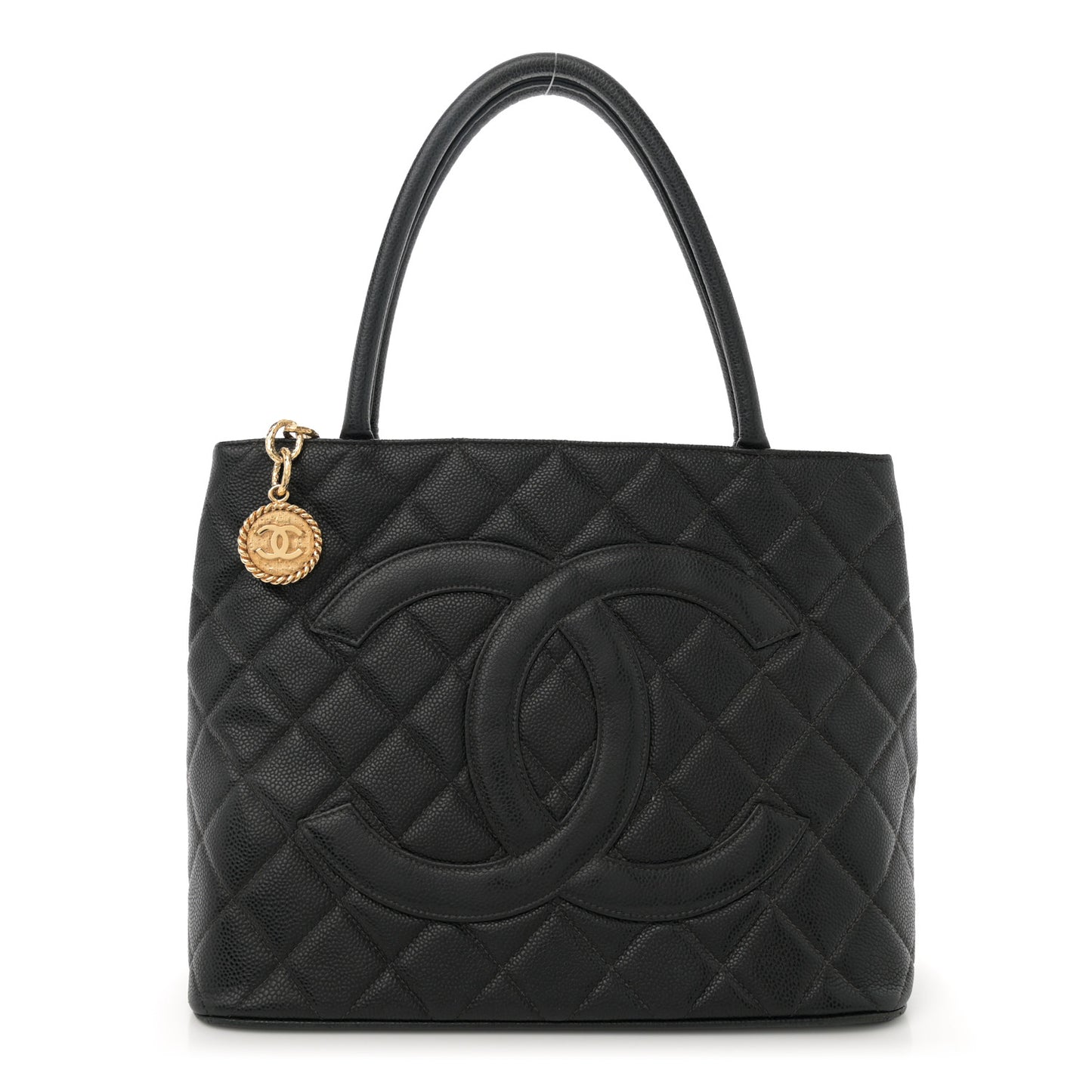 Caviar Quilted Medallion Tote Black