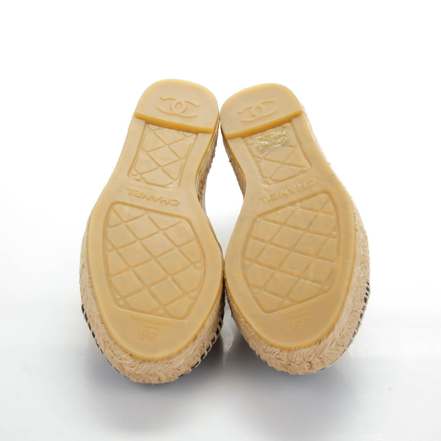 Chanel Lambskin CC Espadrilles 39 Beige Black 5 of 8
