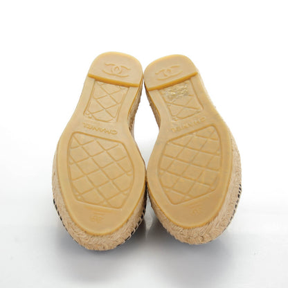Chanel Lambskin CC Espadrilles 39 Beige Black 5 of 8