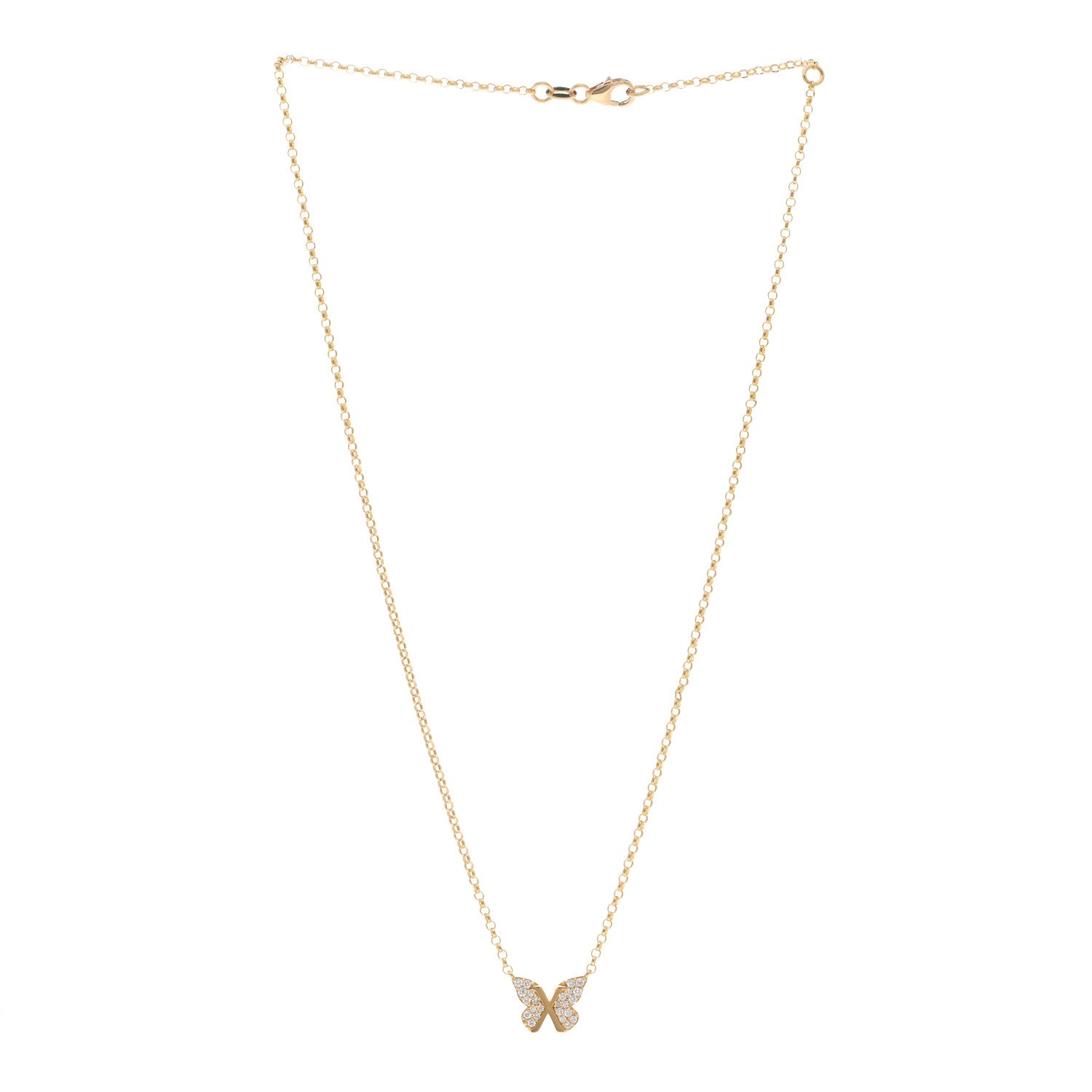 Foundrae 18K Yellow Gold Diamond Small Butterfly Stationary Necklace 3 of 4