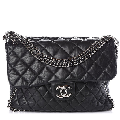 Chanel Washed Lambskin Quilted Maxi Chain Around Flap Black 1 of 9