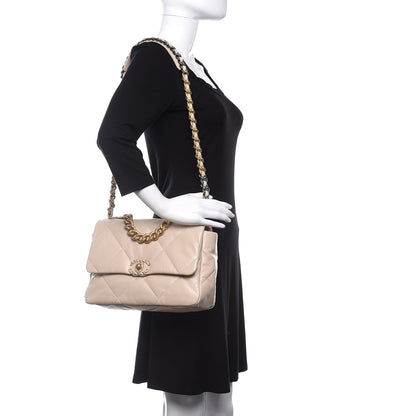 Chanel Lambskin Quilted Large 19 Flap Beige 2 of 11