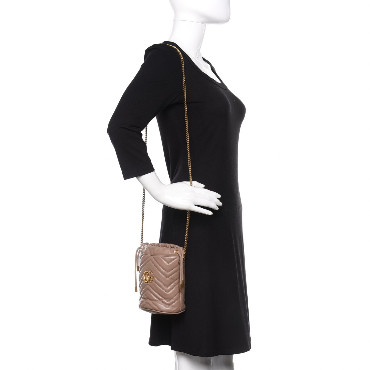 Calfskin Matelasse Mini GG Marmont 2.0 Bucket Bag Porcelain Rose