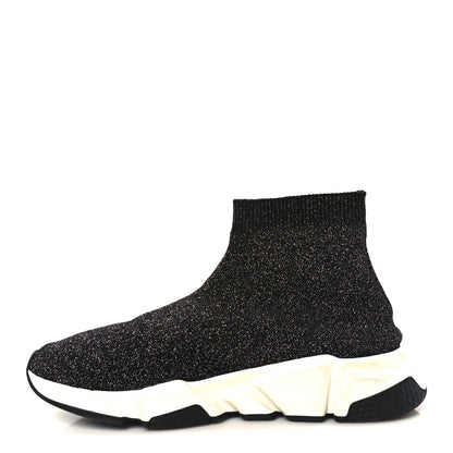 Balenciaga Knit Metal Womens Speed Sneakers 38 Black Silver 1 of 9