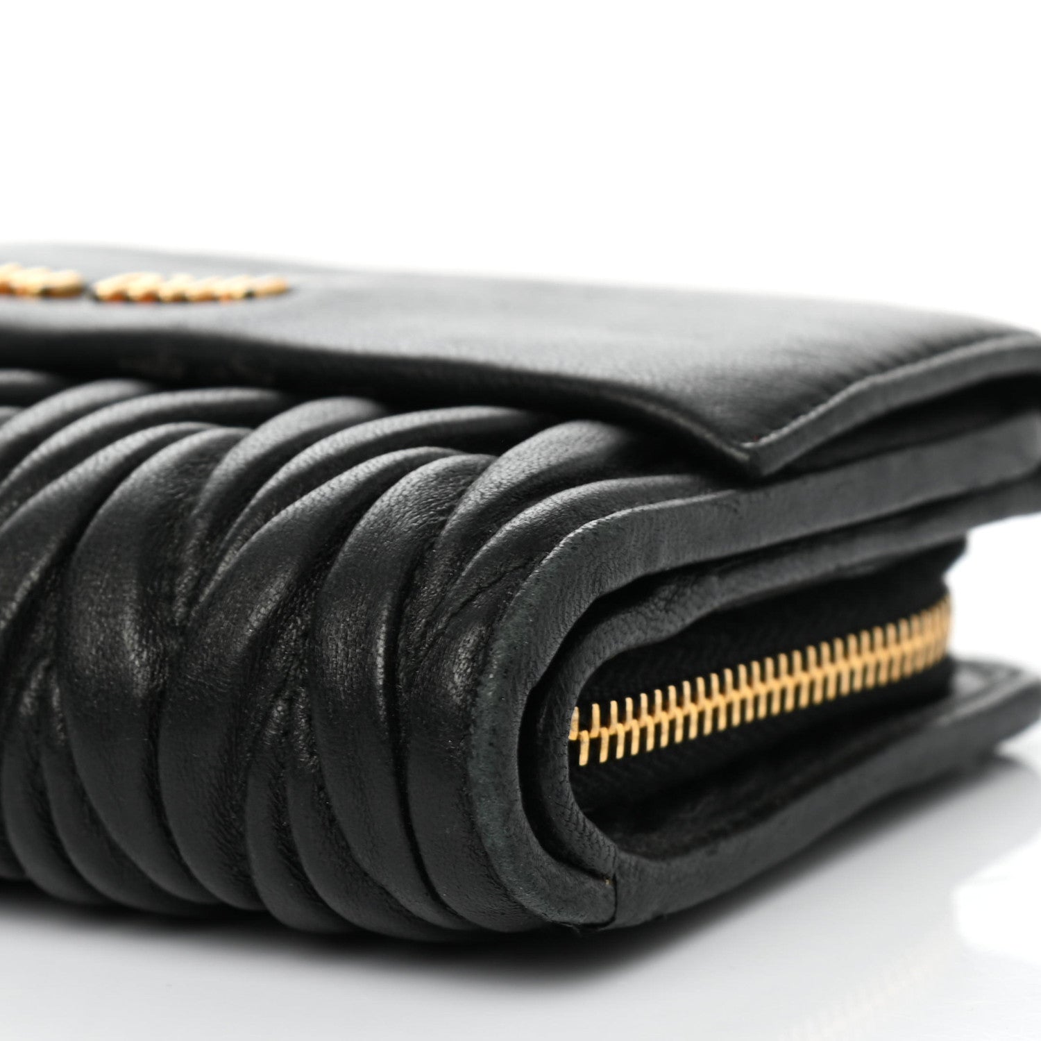 Miu Miu Nappa Matelasse Tri-Fold Flap Wallet Black 10 of 12