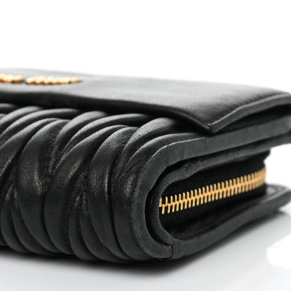 Miu Miu Nappa Matelasse Tri-Fold Flap Wallet Black 10 of 12