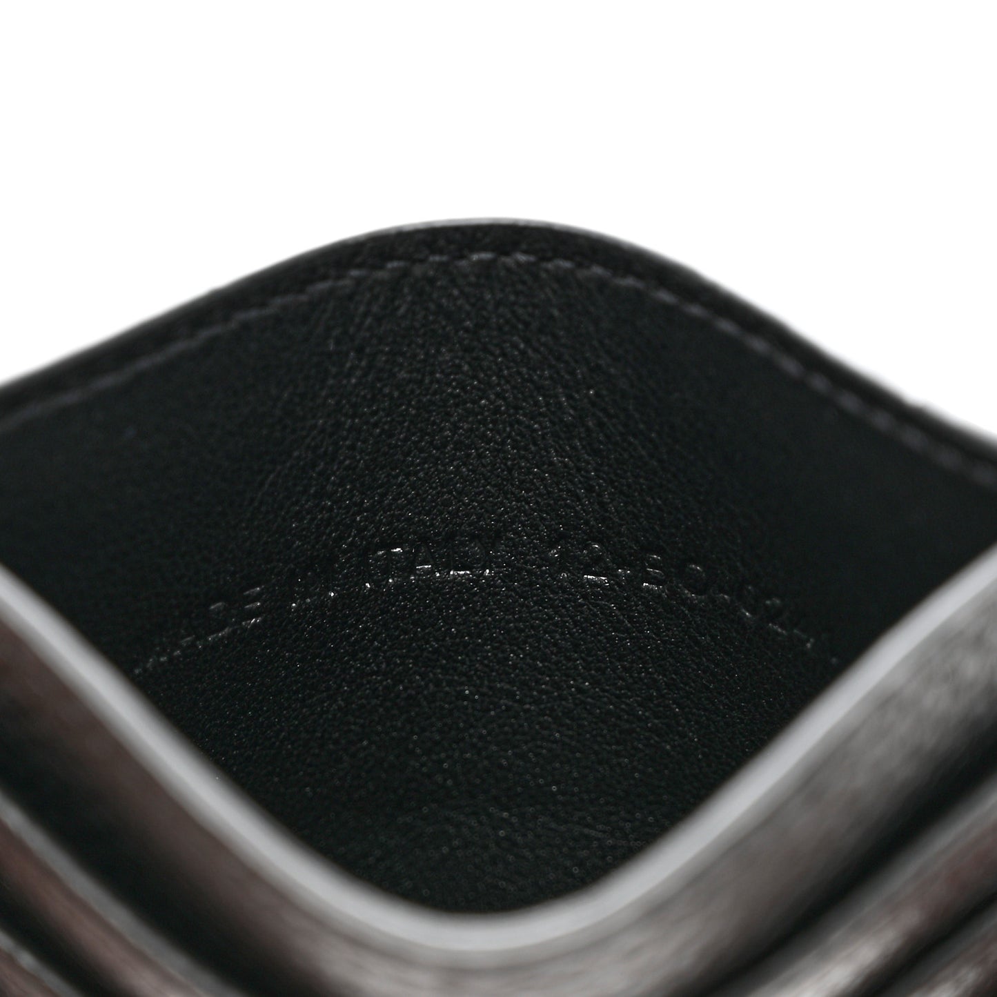 Grained Calfskin Oblique Card Holder Black
