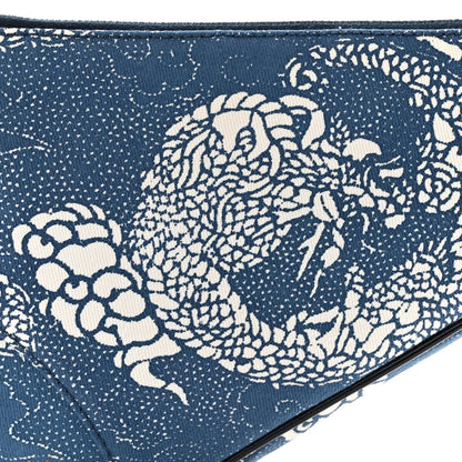 Christian Dior Canvas Dragon Print Mini Saddle Pochette Blue 8 of 10