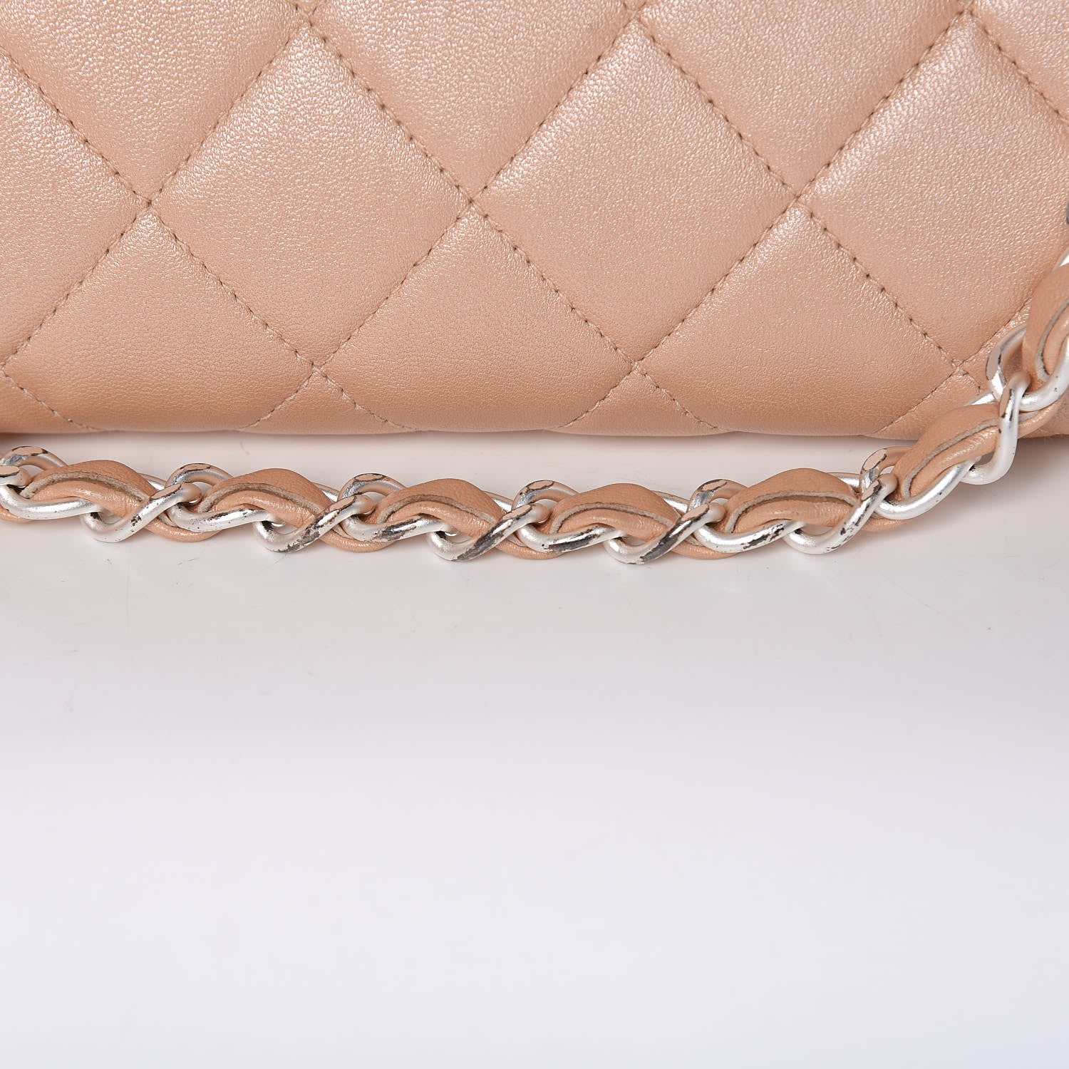 Chanel Lambskin Quilted Pochette Beige Clair 12 of 17